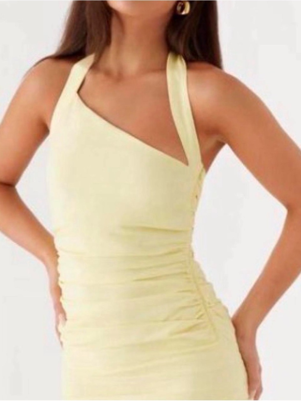 Peppermayo Pale Yellow Asymmetric Mini Dress